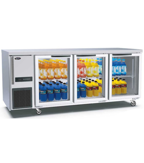 3 Glass Door Underbar Fridge 1800mm - TL1800TNG